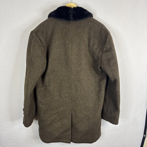 Vintage Wool Car Coat Sherpa Lined Faux Fur Collar Mackinaw Jacket Men’s 38 - Picture 4 of 8